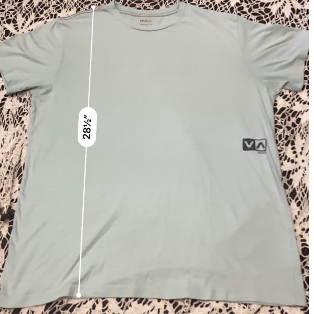 RVCA Vintage Dye T-Shirt Mens XL Light Blue VA Logo Graphic Short Sleeve Tee - Picture 5 of 6